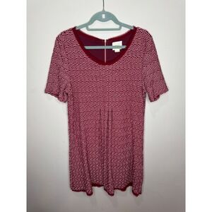 Maeve Dora Knit Mini‎ Dress L Short Sleeve Wine A-Line Scoop Neck Anthropologie